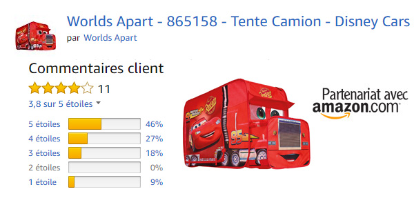 Tente Cars, les avis clients